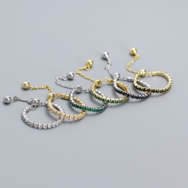 Sparkling Gemstone Row Open Ring