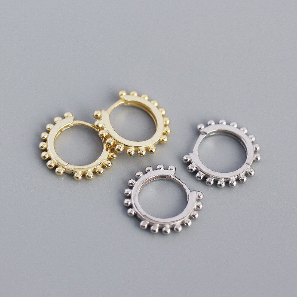 Metallic Little Beads Hoop Earrings - MLYH351