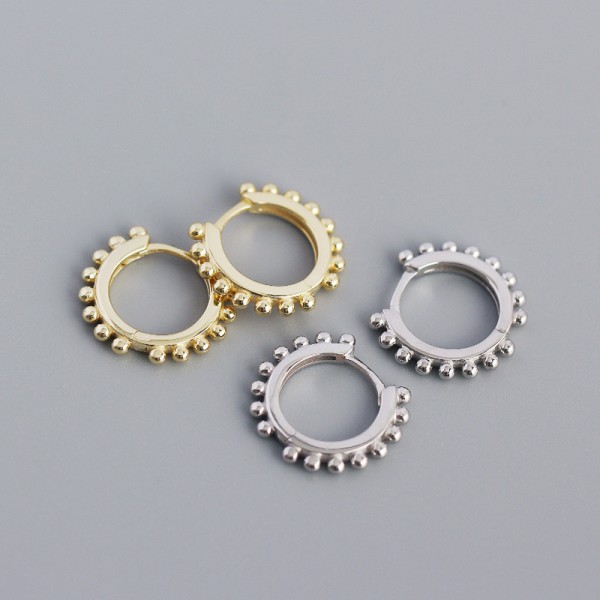 Metallic Little Beads Hoop Earrings