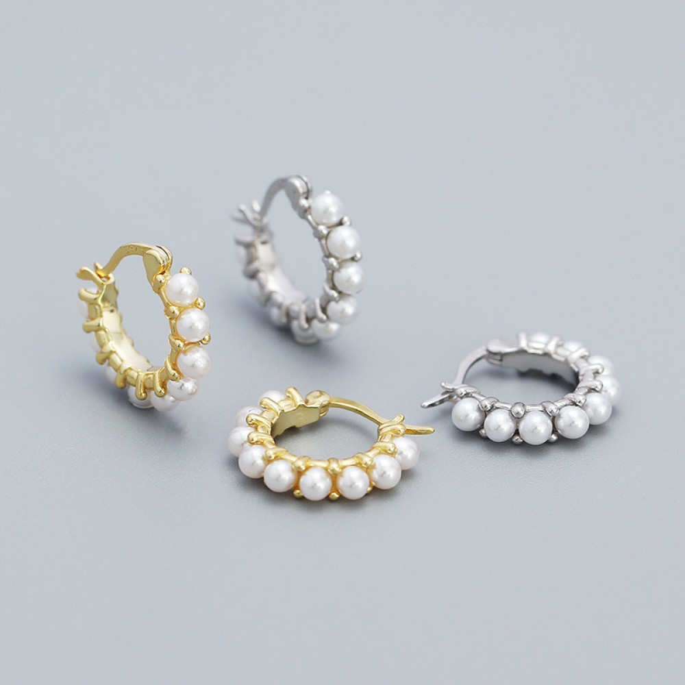 Elegant Beaded Pearl Hoop Earrings - MLYH352