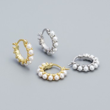 Elegant Beaded Pearl Hoop Earrings