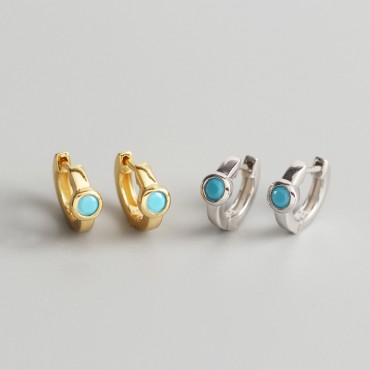 Elegant Round Gemstone Hoop Earrings