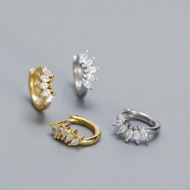 Sparkling Crown Shaped Hoop Earrings