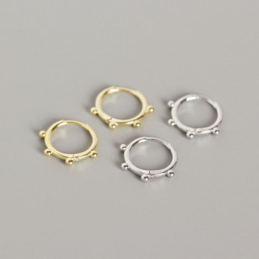 Minimalist 4 Beads Hoop Earrings