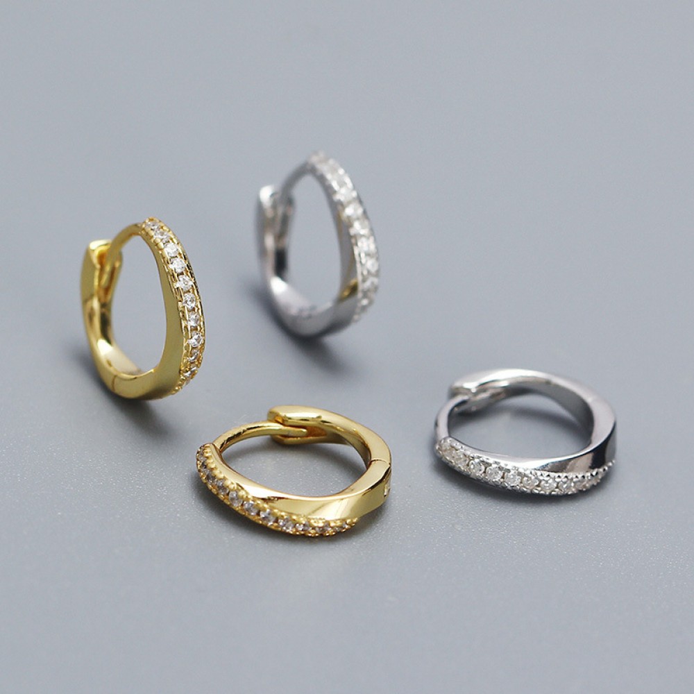 Casual Pave Irregular Hoop Earrings - MLYH367