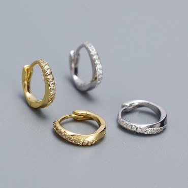Casual Pave Irregular Hoop Earrings