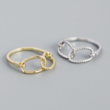 Double Twisted Rings Open Ring