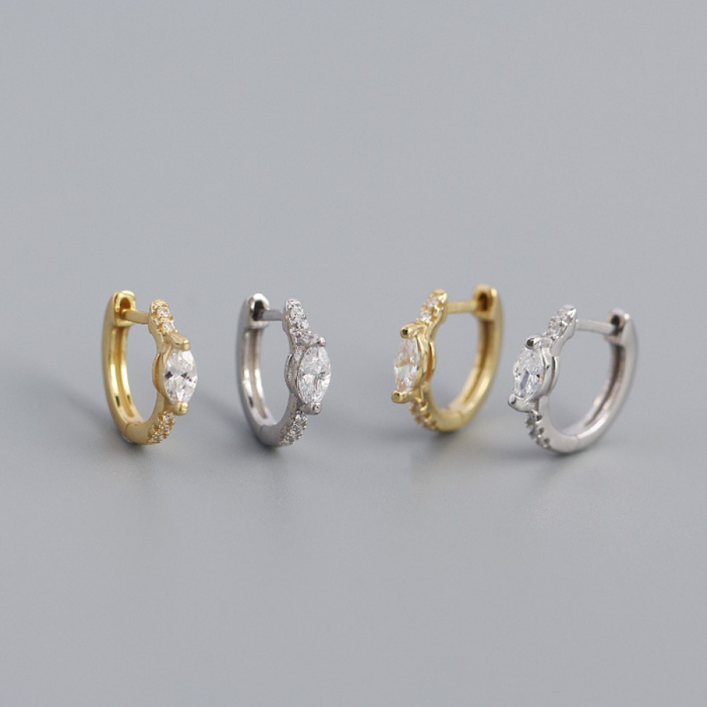 Sparkling Marquise Rhinestone Hoop Earrings - MLYH369