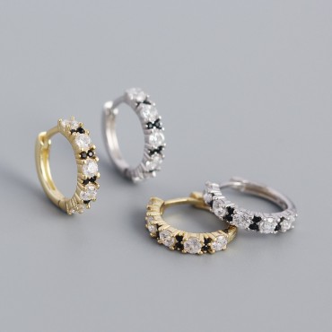 Two Tone Beaded Gemstone Hoop Earrings