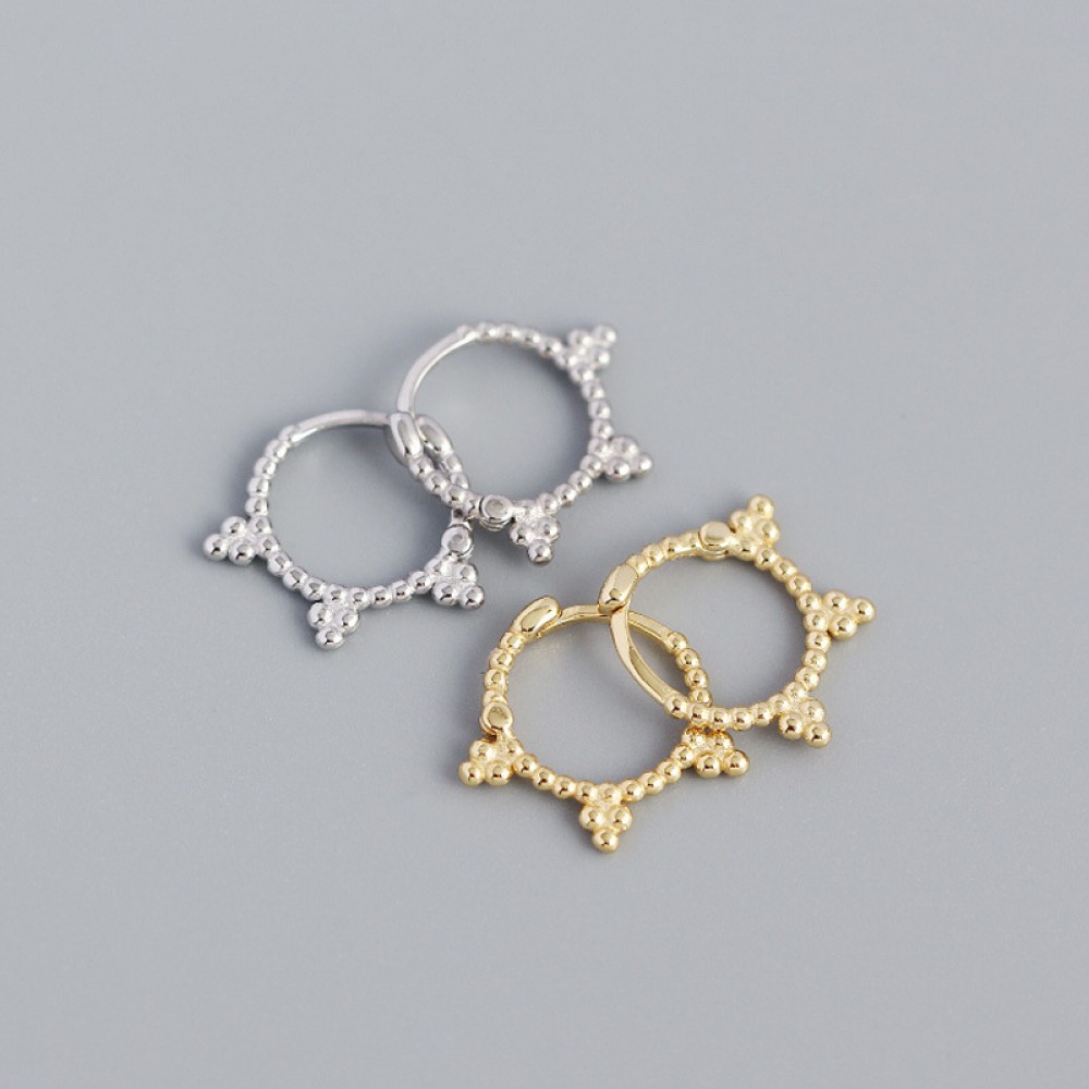 Minimalist Beaded Cross Hoop Earrings - MLYH371