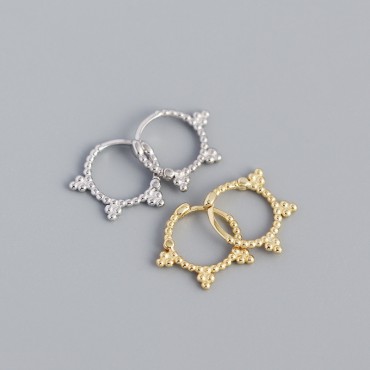 Minimalist Beaded Cross Hoop Earrings