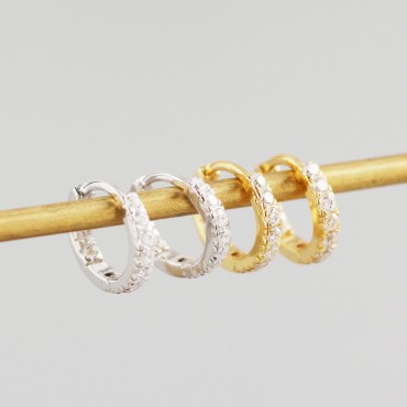 Sparkling Pave Rhinestone Hoop Earrings