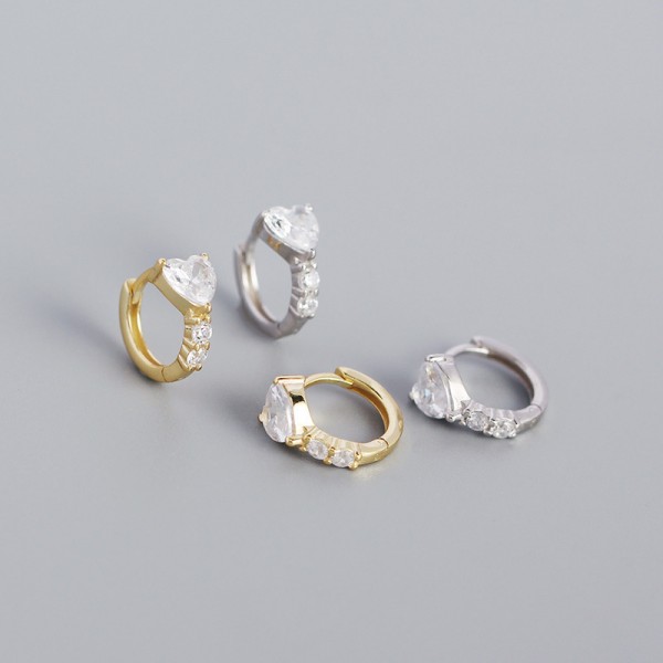 Sparkling Heart Shaped Hoop Earrings