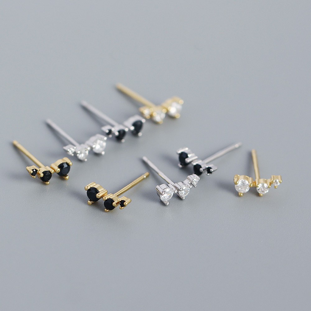 Elegant Gemstone Row Stud Earrings - MLYH377