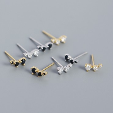Elegant Gemstone Row Stud Earrings