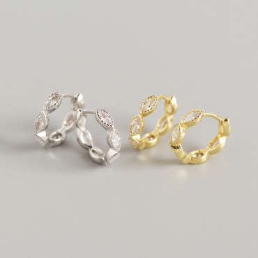 Elegant Marquise Gemstones Hoop Earrings