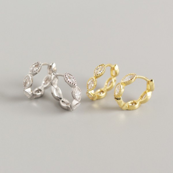 Elegant Marquise Gemstones Hoop Earrings