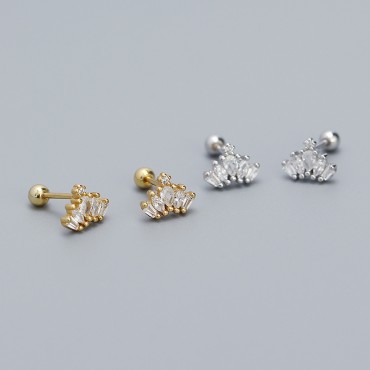 Sparkling Crown Stud Earrings