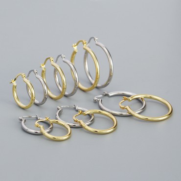 Basic Glossy Circle Hoop Earrings