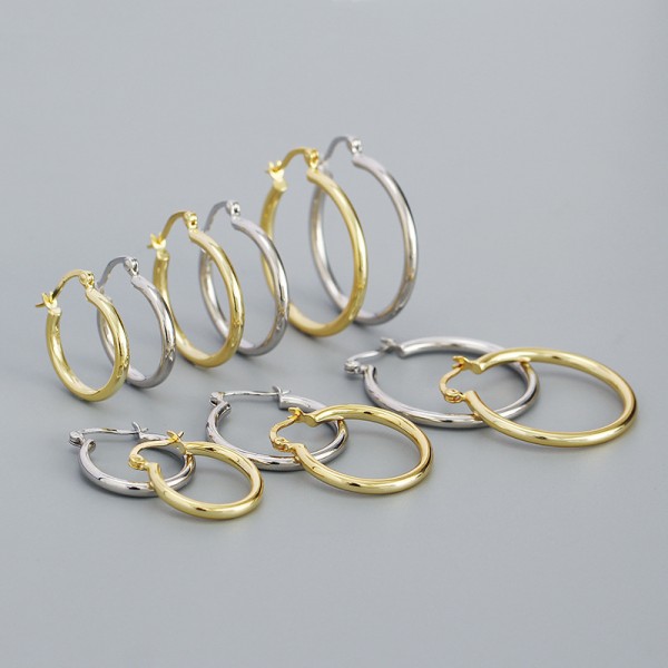 Basic Glossy Circle Hoop Earrings