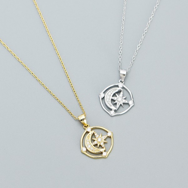 Moon and Eight Awn Star Necklace