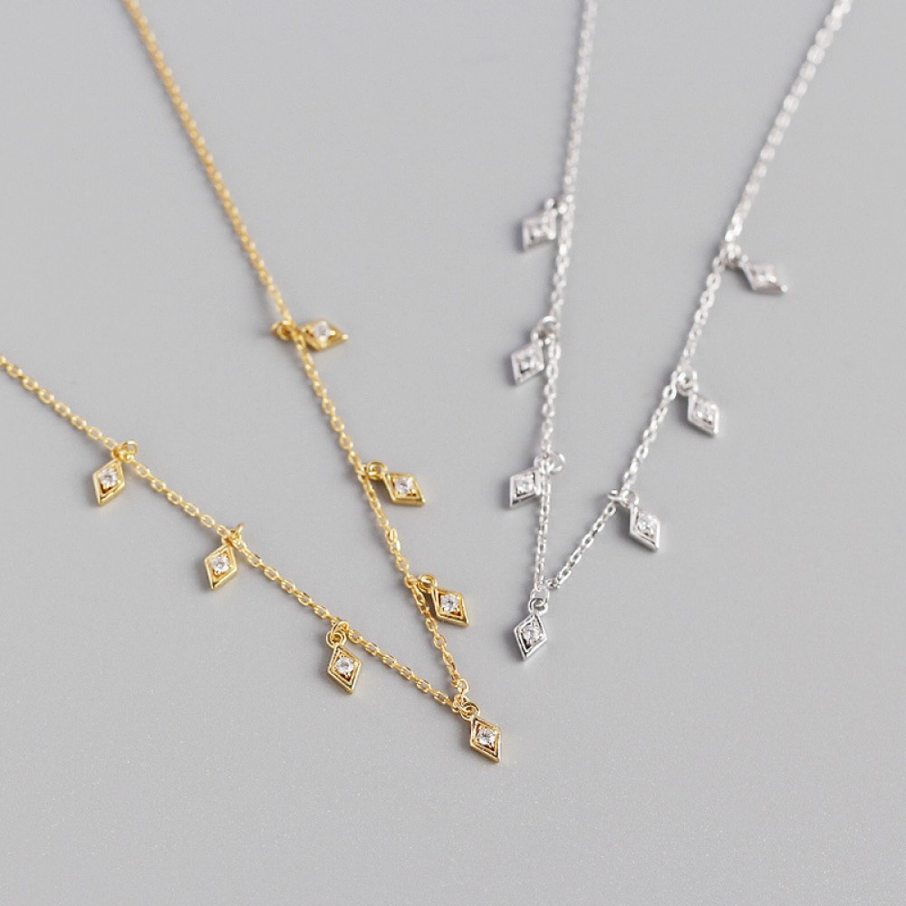 Sparkling Rhomboid Gemstone Necklace - MLYH384