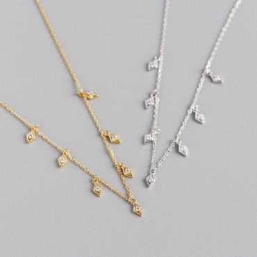Sparkling Rhomboid Gemstone Necklace