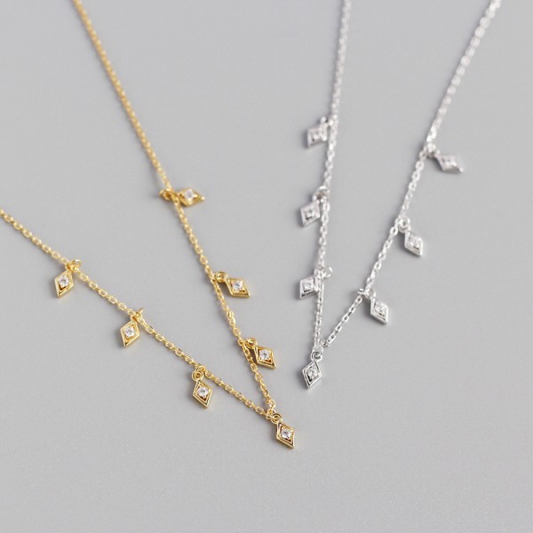 Sparkling Rhomboid Gemstone Necklace