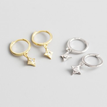 Sparkling Diamond Shaped Star Dangle Earrings