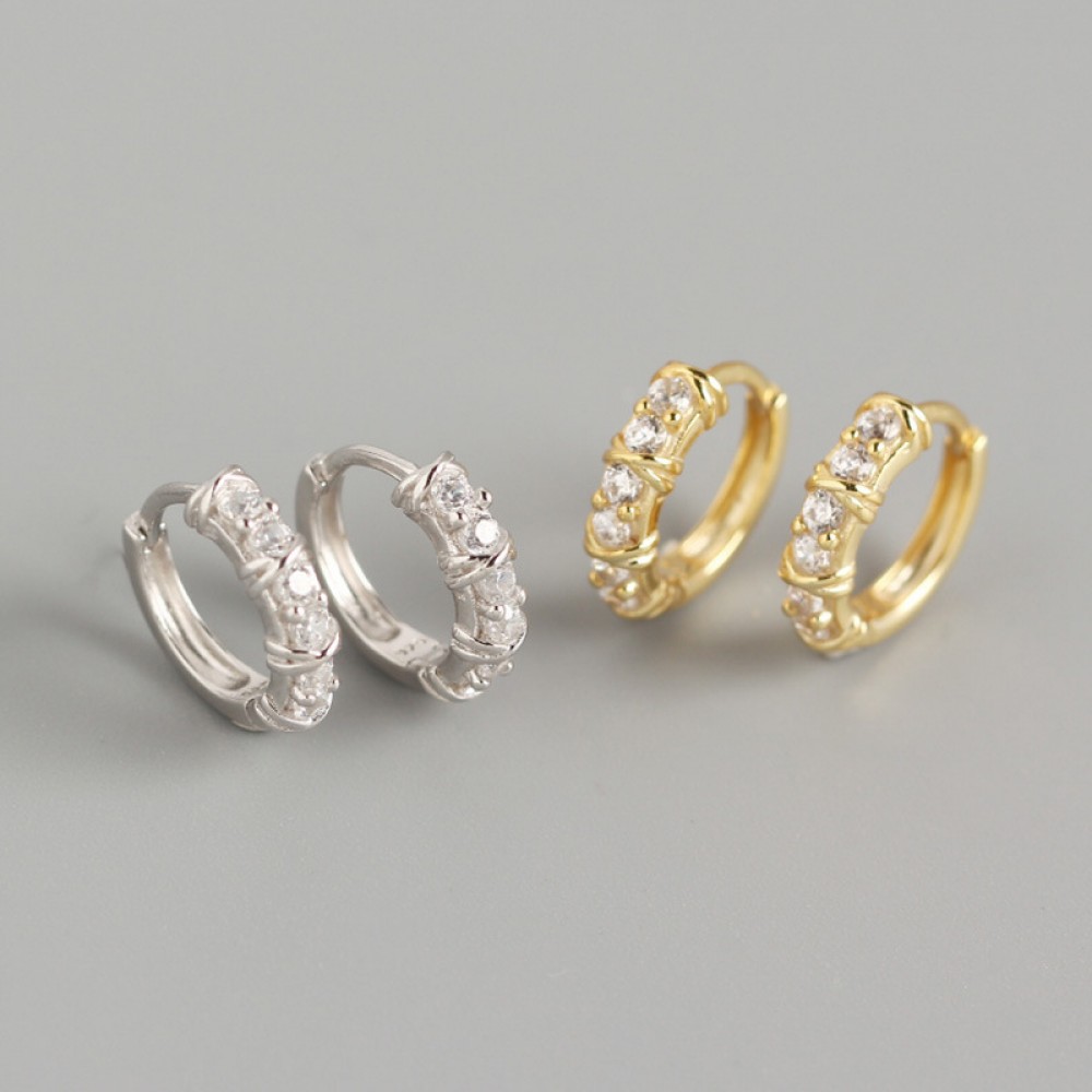 Sparkling Beaded Rhinestone Hoop Earrings - MLYH392