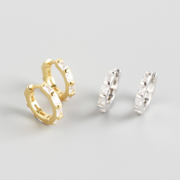Sparkling Octagon Shaped Hoop Earrings