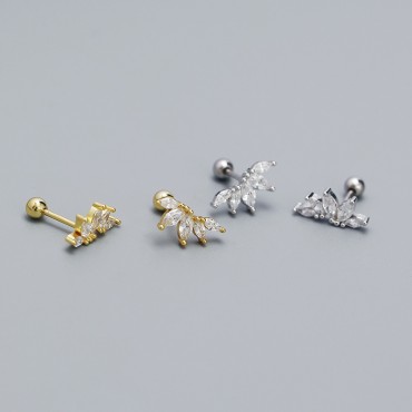 Sparkling Crown Shaped Stud Earrings