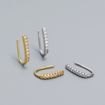 Elegant Pave U-shaped Hoop Earrings