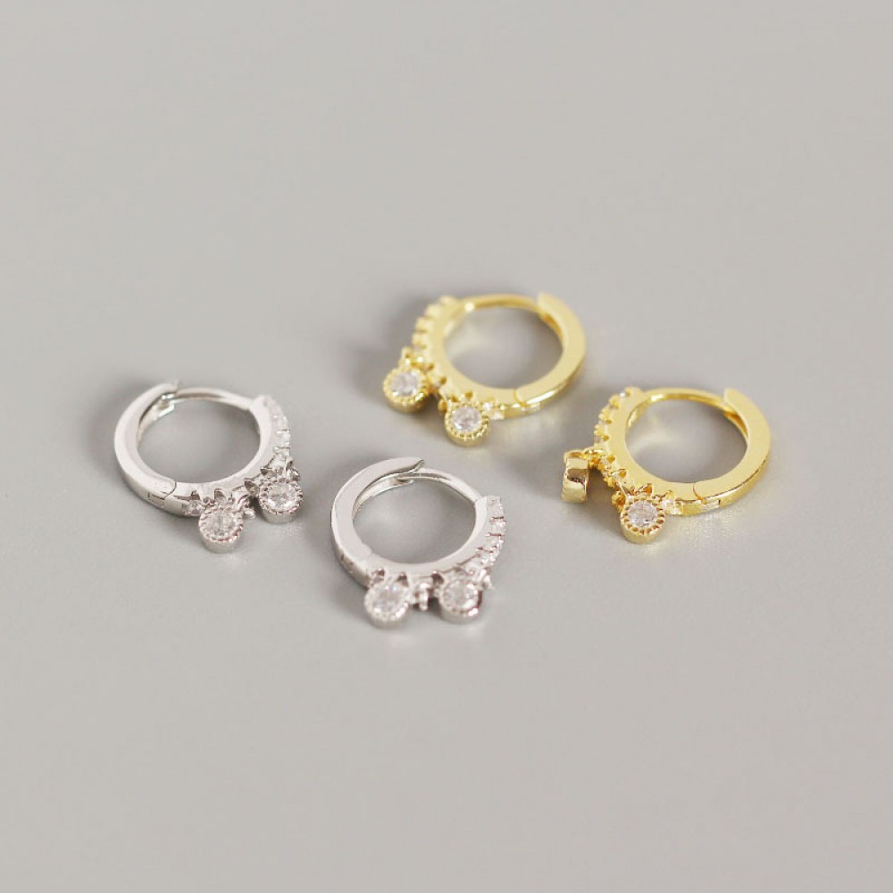 Elegant Round Rhinestone Hoop Earrings - MLYH398