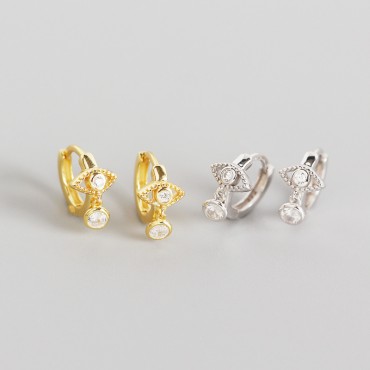 Sparkling Eye Shaped Hoop Earrings