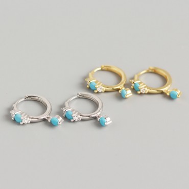 Sweet Turquoise Gemstone Hoop Earrings