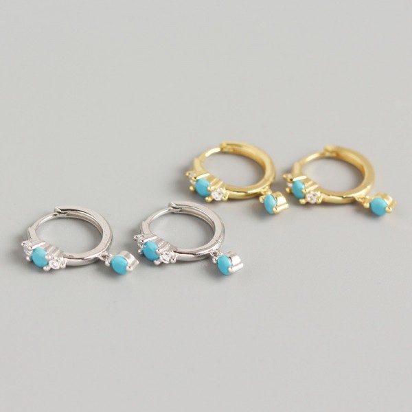 Sweet Turquoise Gemstone Hoop Earrings