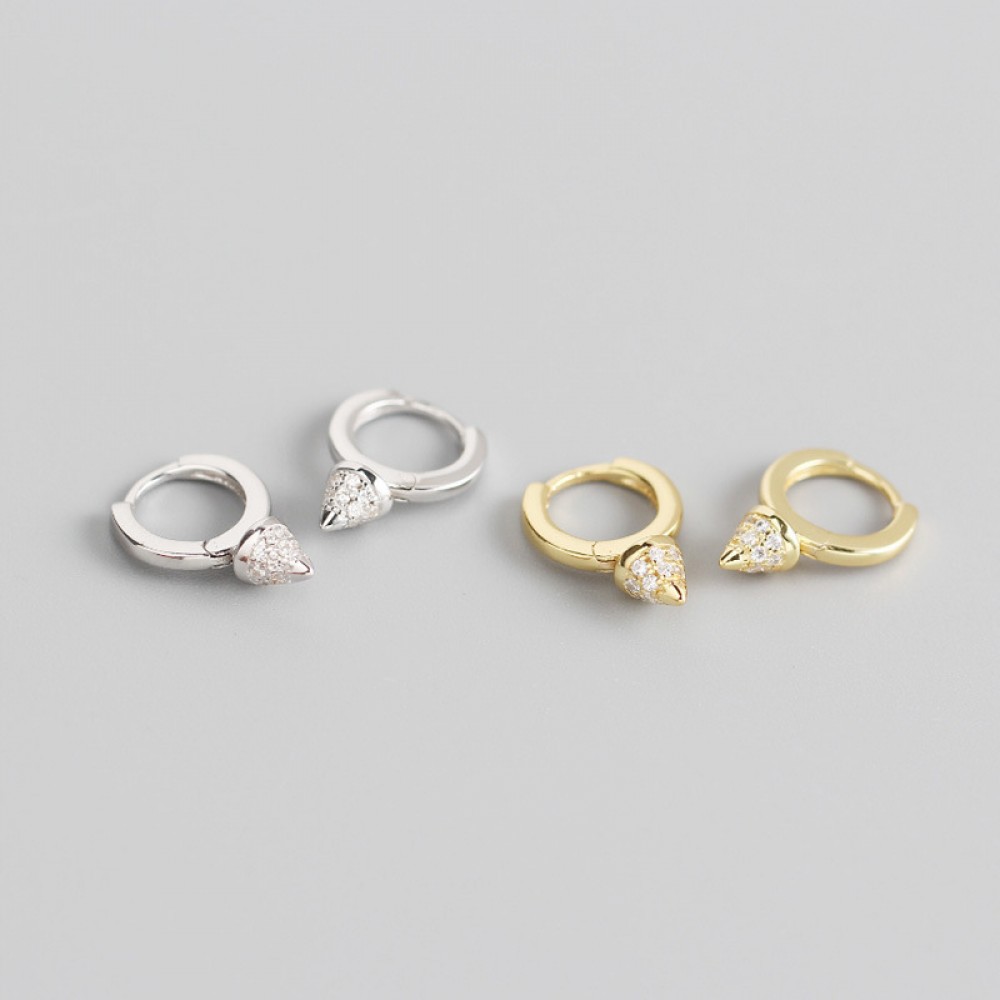 Punk Pave Rivet Hoop Earrings - MLYH403