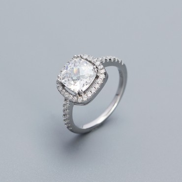 Halo Cushion Gemstone Wedding Ring