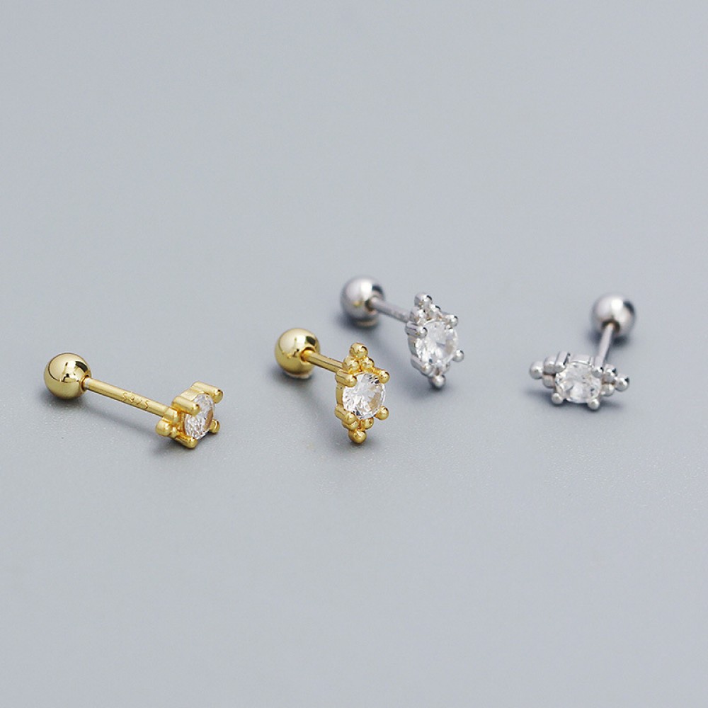 Sparkling Hexagon Rhinestone Stud Earrings - MLYH409