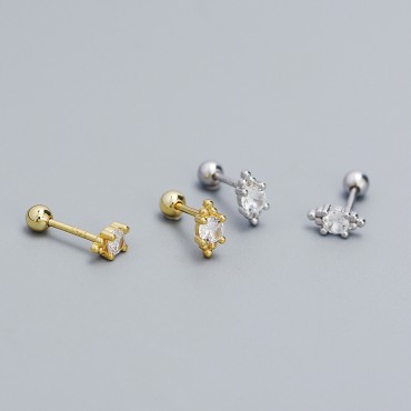 Sparkling Hexagon Rhinestone Stud Earrings