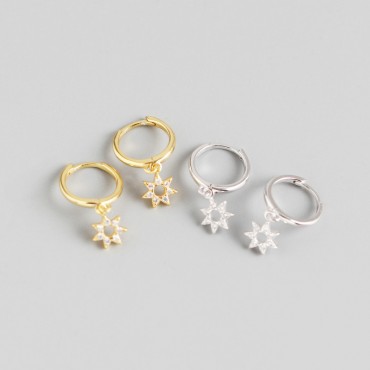 Minimalist Pave Star Dangle Earrings