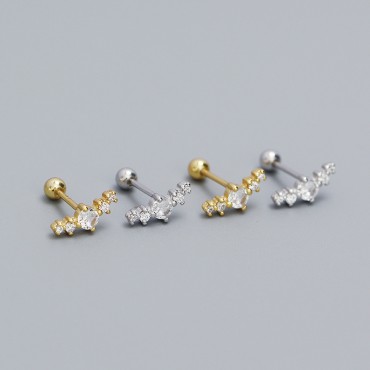 Sparkling Row Gemstone Stud Earrings