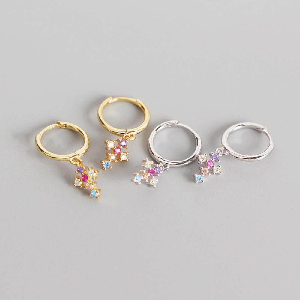 French Style Colorful Cross Dangle Earrings - MLYH412