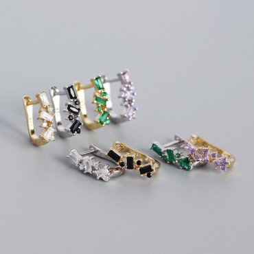 Elegant U-shaped Rhinestone Hoop Earrings