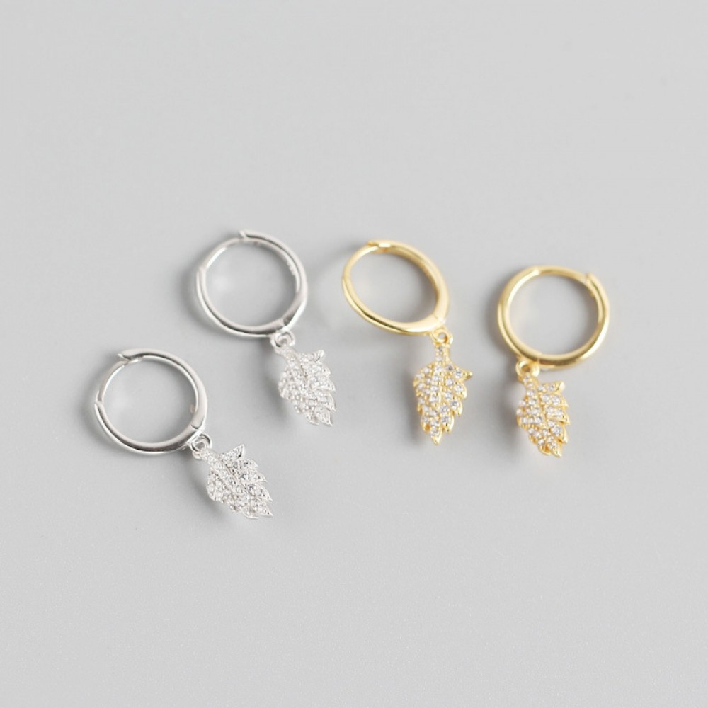 Sweet Pave Leaf Dangle Earrings - MLYH415