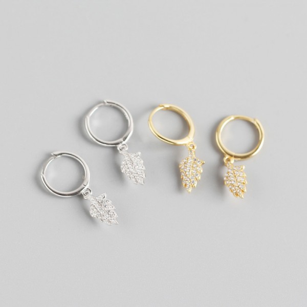 Sweet Pave Leaf Dangle Earrings