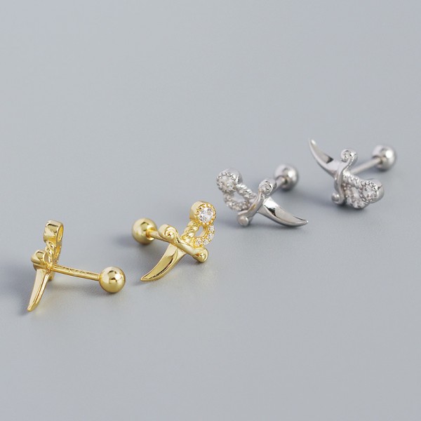 Elegant Pave Dagger Stud Earrings