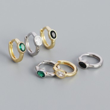 Minimalist Oval Gemstone Hoop Earrings