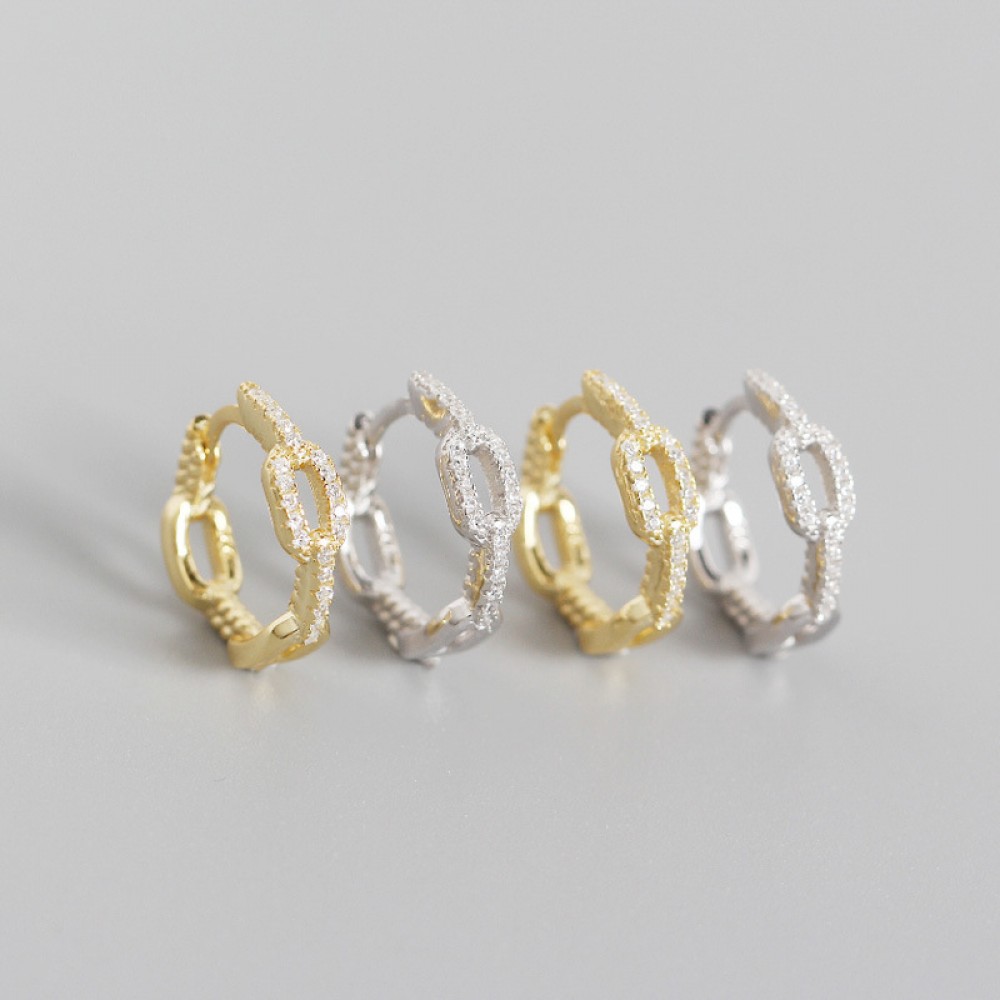 Shining Pave Linked Hoop Earrings - MLYH419
